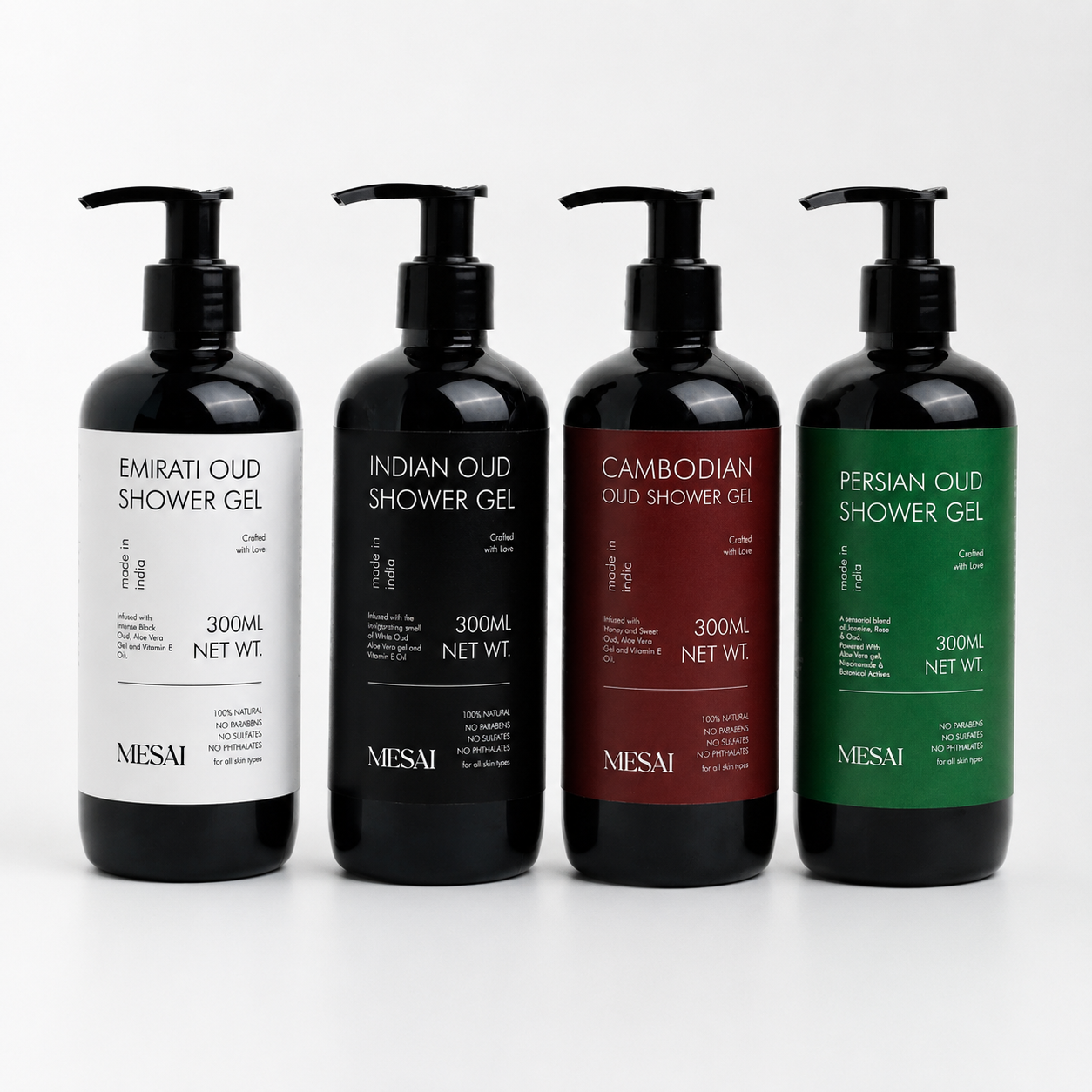 Emirati + Indian + Cambodian + Persian Oud Shower Gel Combo
