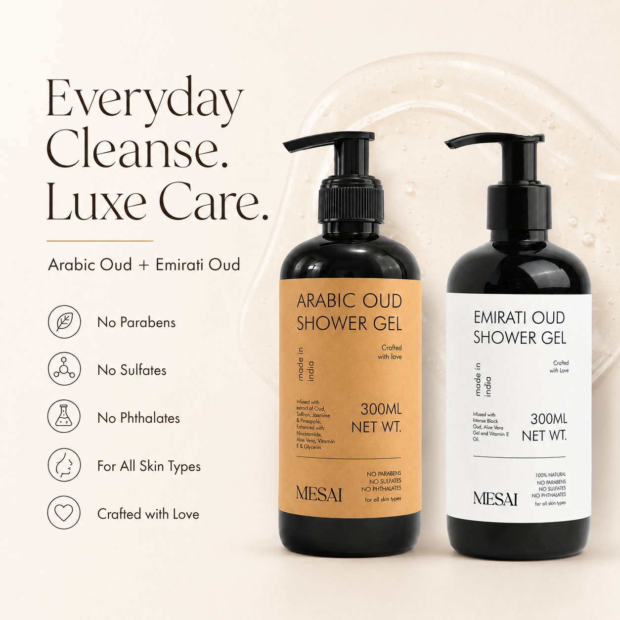Arabic + Emirati Oud Shower Gel Duo