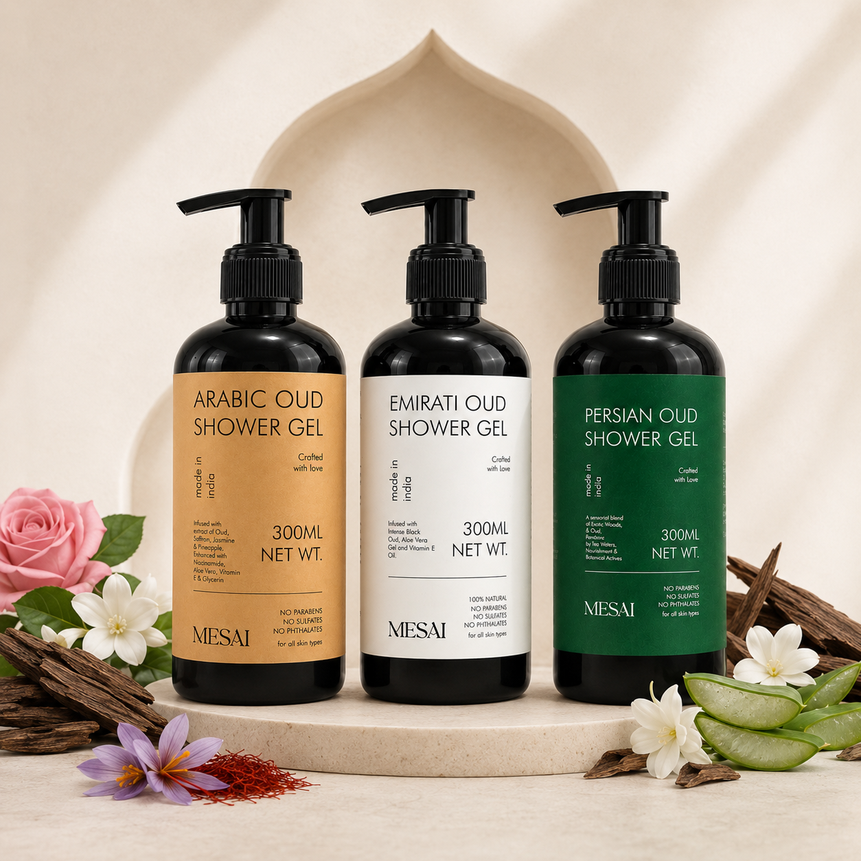 Arabic + Emirati + Persian Oud Shower Gel Combo