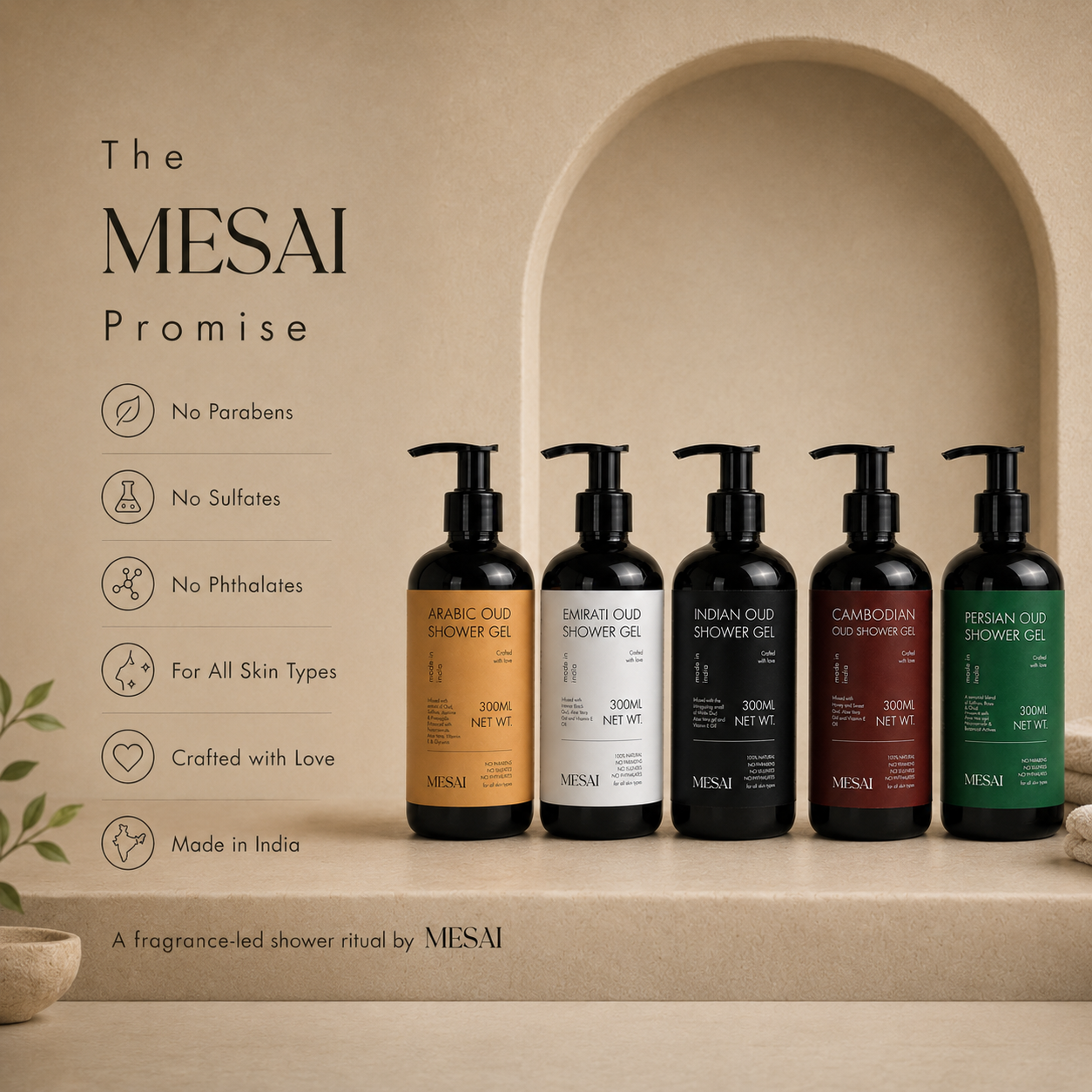 Arabic + Emirati + Indian + Cambodian + Persian Oud Shower Gel Combo